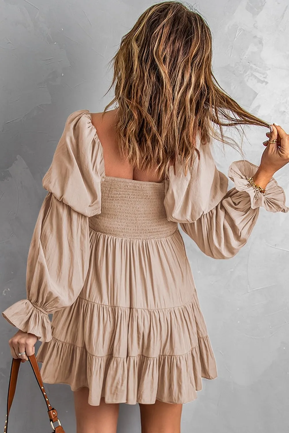 Dokotoo Womens 2025 Spring Summer Dresses Elegant Off The Shoulder V Neck Long Sleeve Ruffle Flowy Mini Short Skater Dresses