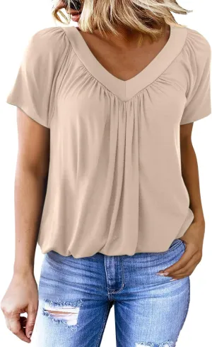 Dokotoo Women's Casual Summer T Shirts Short Sleeve V Neck Tops Tshirts