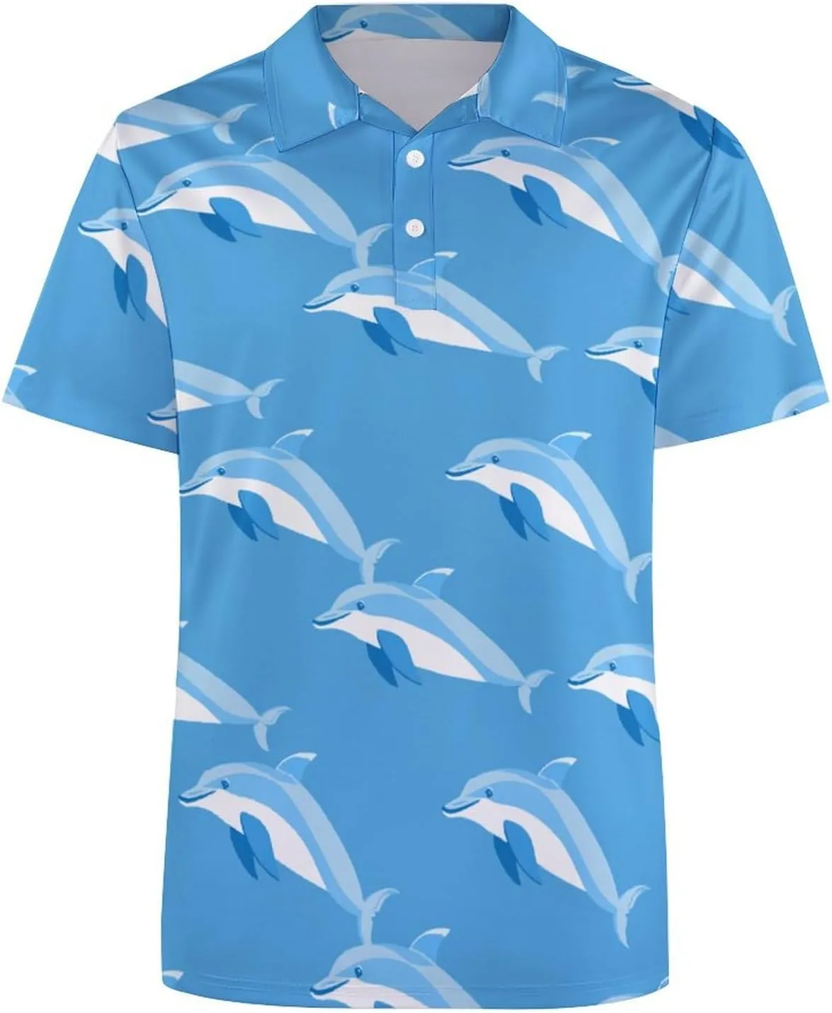 Dolphins Mens Polo Shirts Quick Dry Short Sleeve T-shirts Slim Tennis Collared Tees Tops
