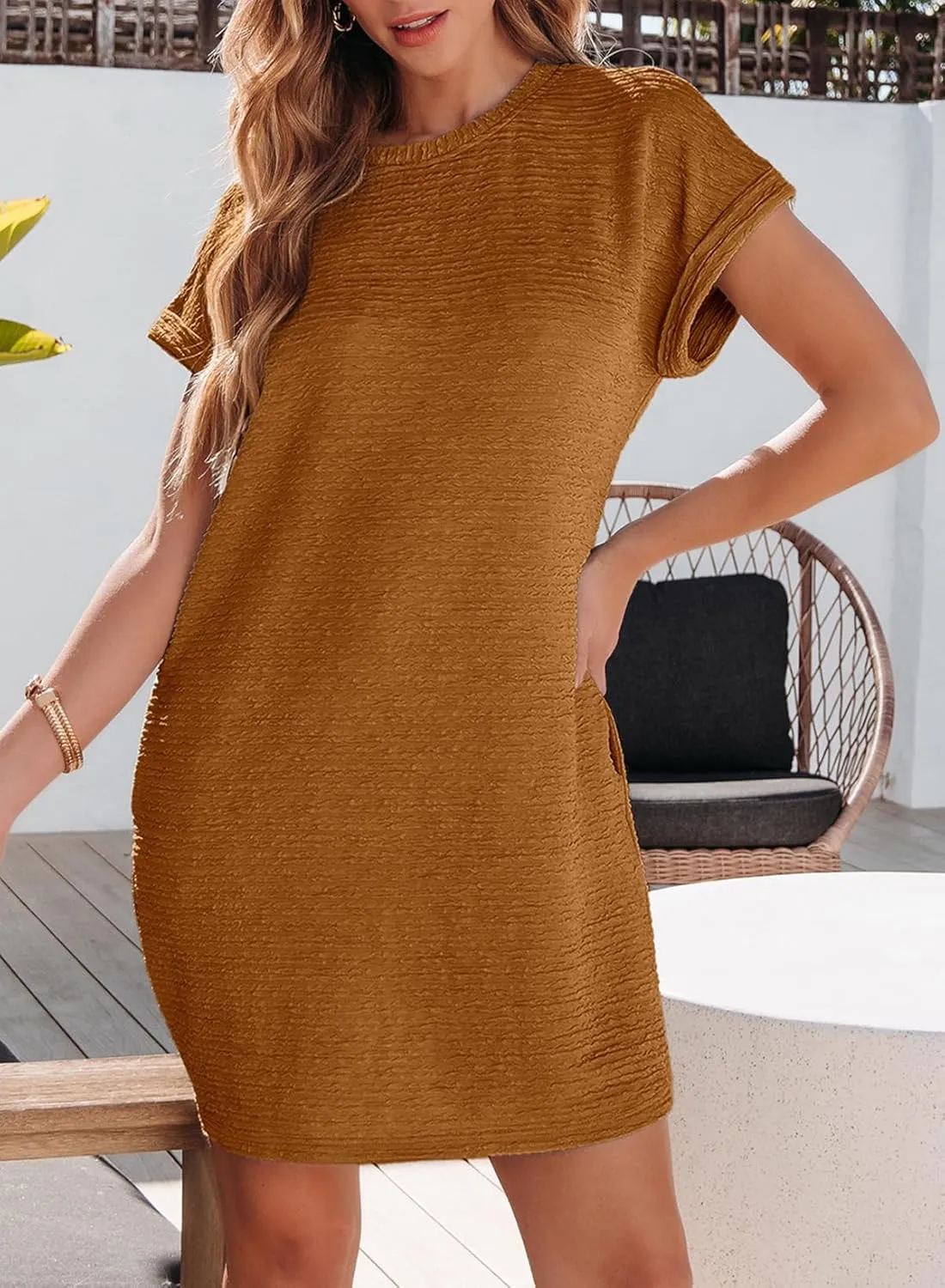EVALESS Womens Summer Dresses Fashion 2025 Short Sleeve Spring Mini Dress Casual Beach Vacation Clothes Dresses