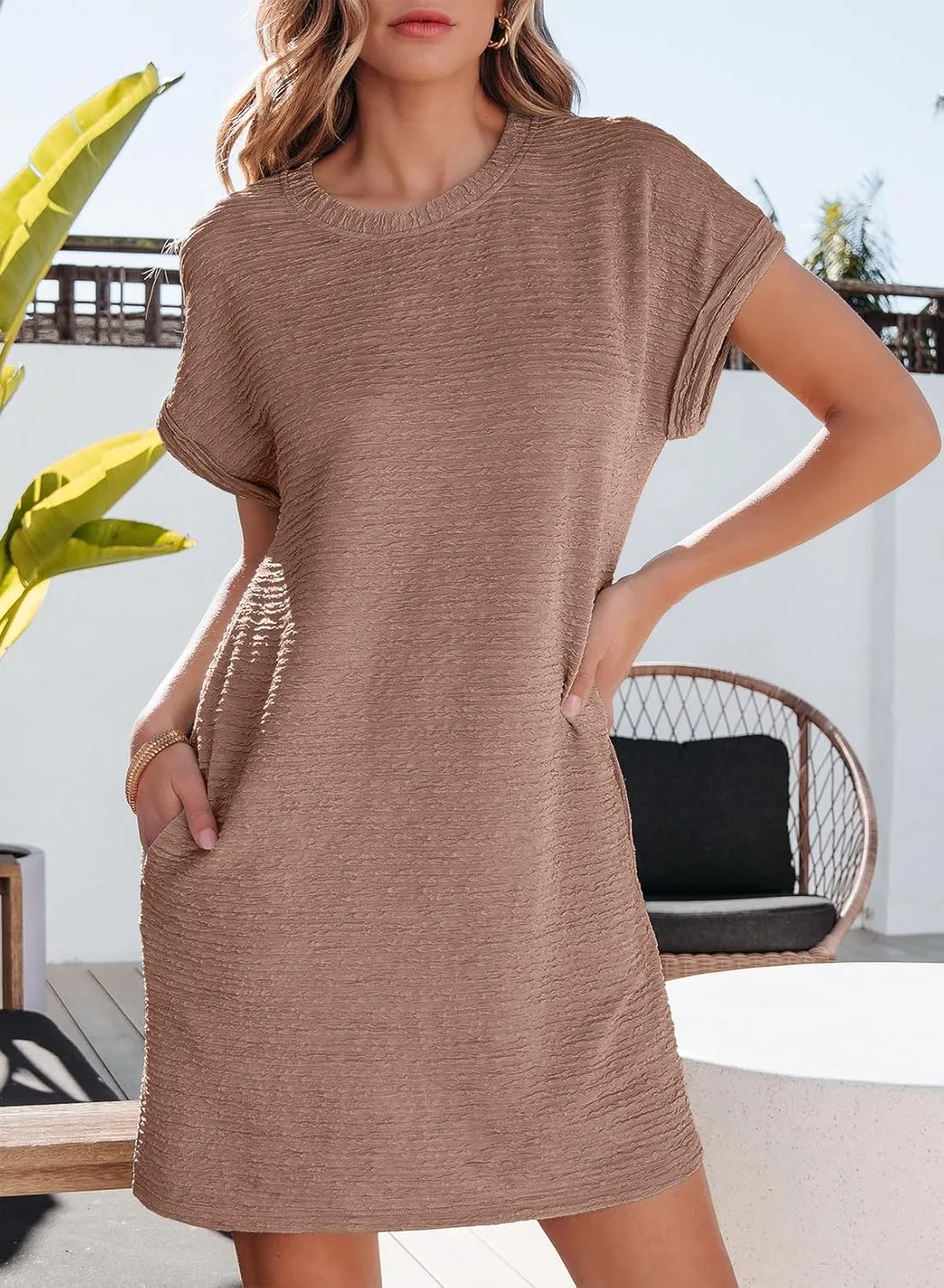 EVALESS Womens Summer Dresses Fashion 2025 Short Sleeve Spring Mini Dress Casual Beach Vacation Clothes Dresses