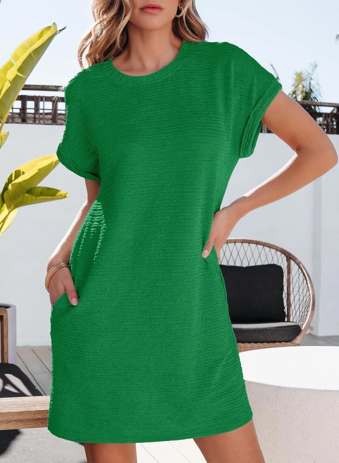 EVALESS Womens Summer Dresses Fashion 2025 Short Sleeve Spring Mini Dress Casual Beach Vacation Clothes Dresses