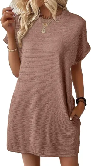 EVALESS Womens Summer Dresses Fashion 2025 Short Sleeve Spring Mini Dress Casual Beach Vacation Clothes Dresses