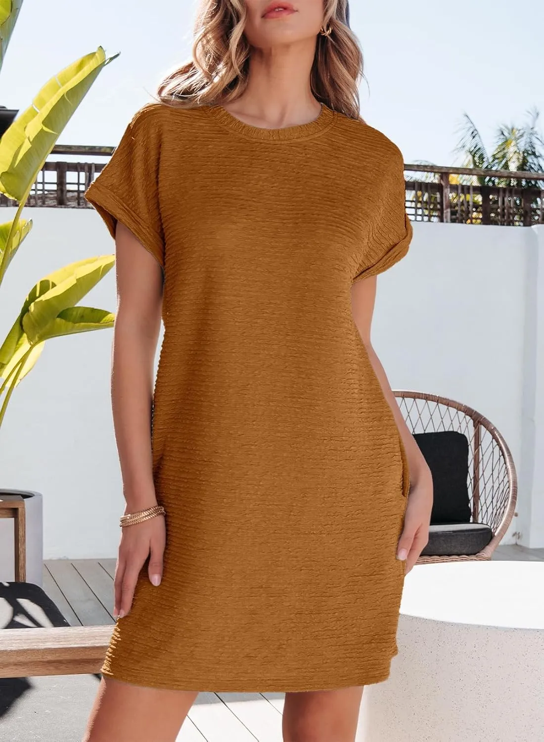 EVALESS Womens Summer Dresses Fashion 2025 Short Sleeve Spring Mini Dress Casual Beach Vacation Clothes Dresses
