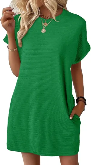EVALESS Womens Summer Dresses Fashion 2025 Short Sleeve Spring Mini Dress Casual Beach Vacation Clothes Dresses