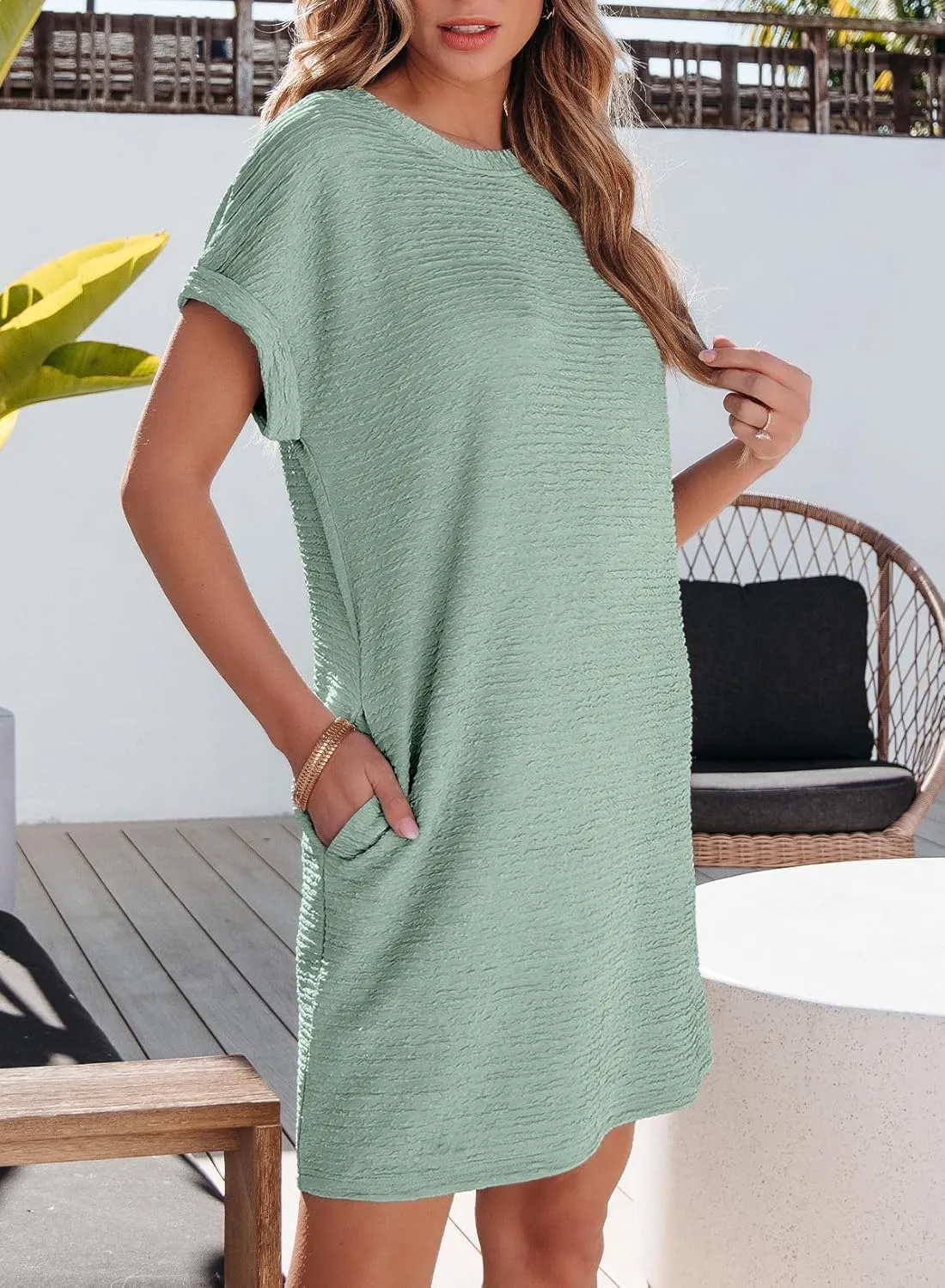EVALESS Womens Summer Dresses Fashion 2025 Short Sleeve Spring Mini Dress Casual Beach Vacation Clothes Dresses