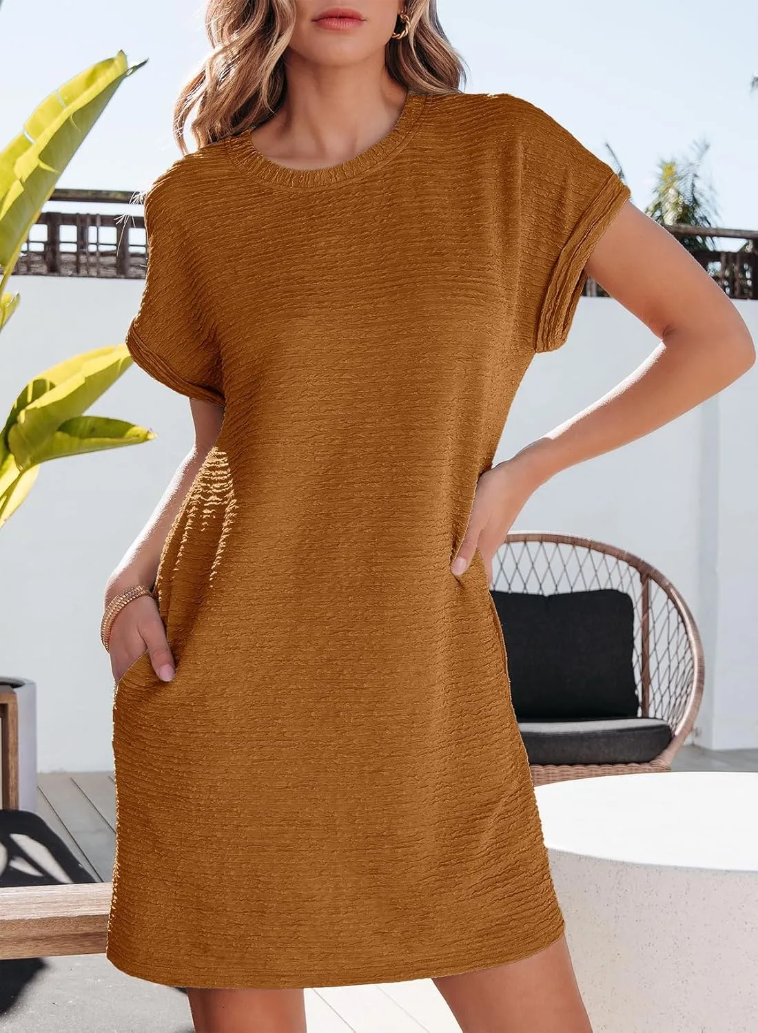 EVALESS Womens Summer Dresses Fashion 2025 Short Sleeve Spring Mini Dress Casual Beach Vacation Clothes Dresses