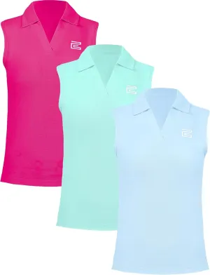 EXARUS Girls' Golf Sleeveless Shirts Polo Tennis Kids V-Neck Athletic Workout Tank Tops UPF 50  Quick Dry Golf Clothes