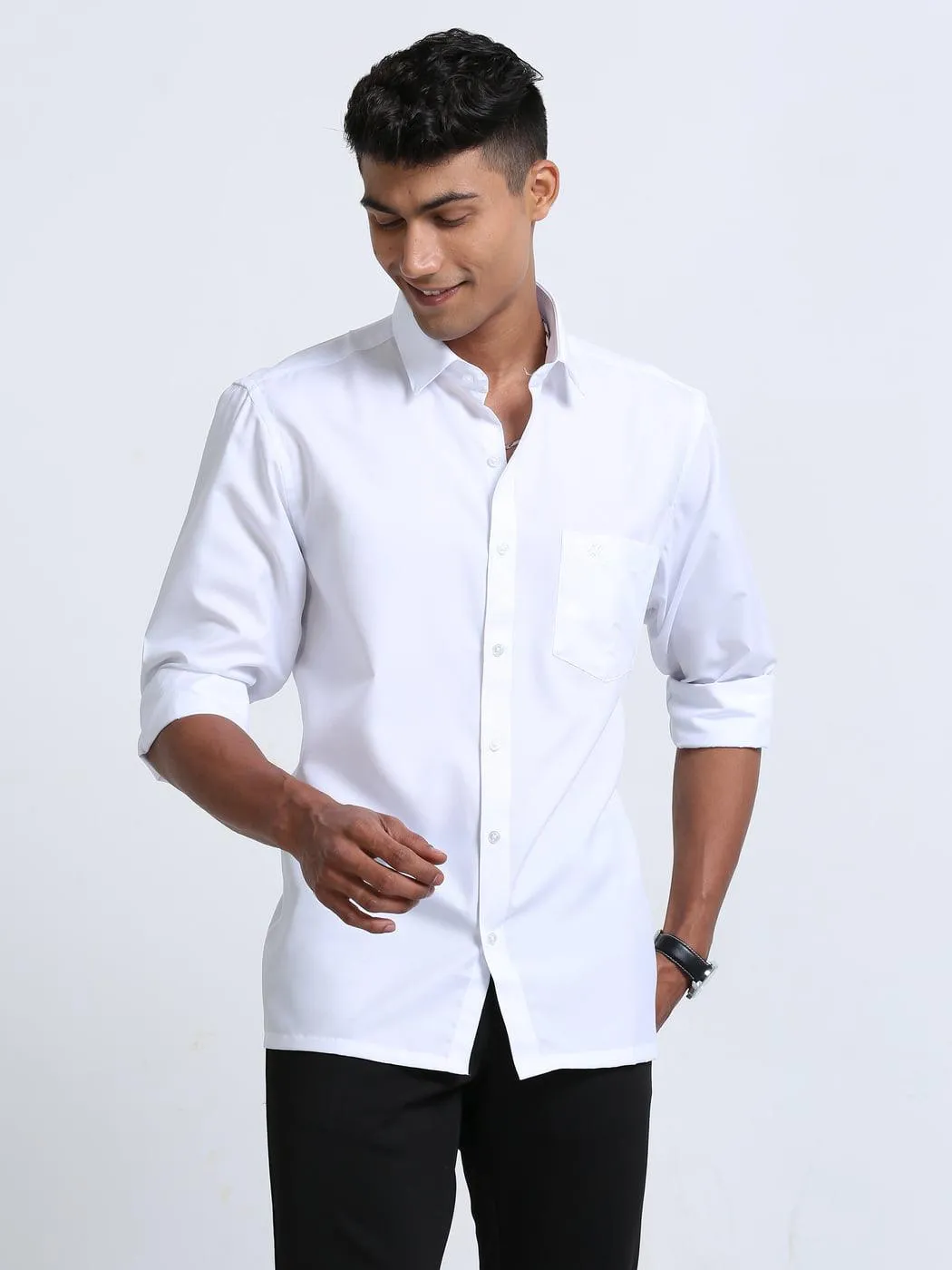 Fine Cotton Oscar White Shirt Full Sleeve