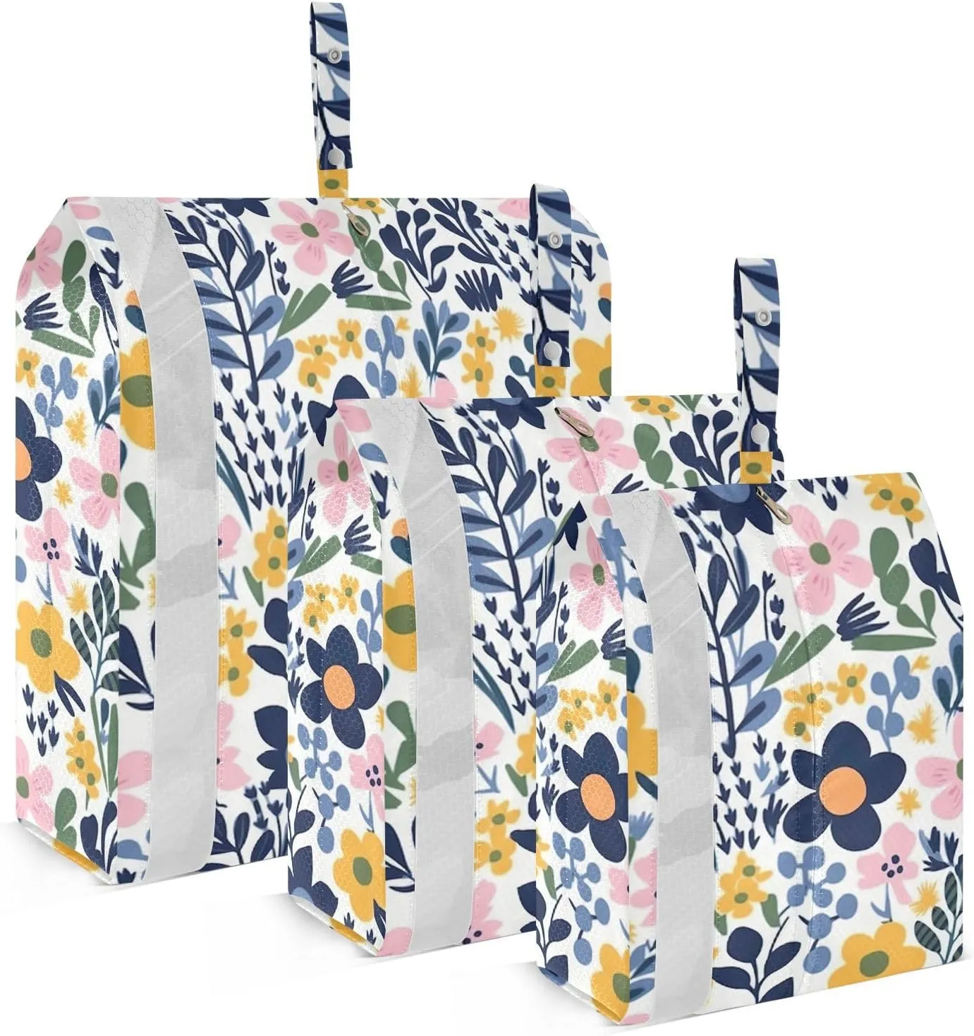 Floral Flowers Pink Blue Yellow Packing Cubes for Travel 3 Set Packing Cubes Large Luggage Accessories for Easy Packing