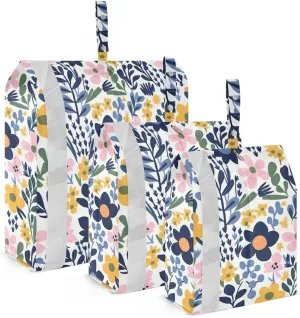 Floral Flowers Pink Blue Yellow Packing Cubes for Travel 3 Set Packing Cubes Large Luggage Accessories for Easy Packing