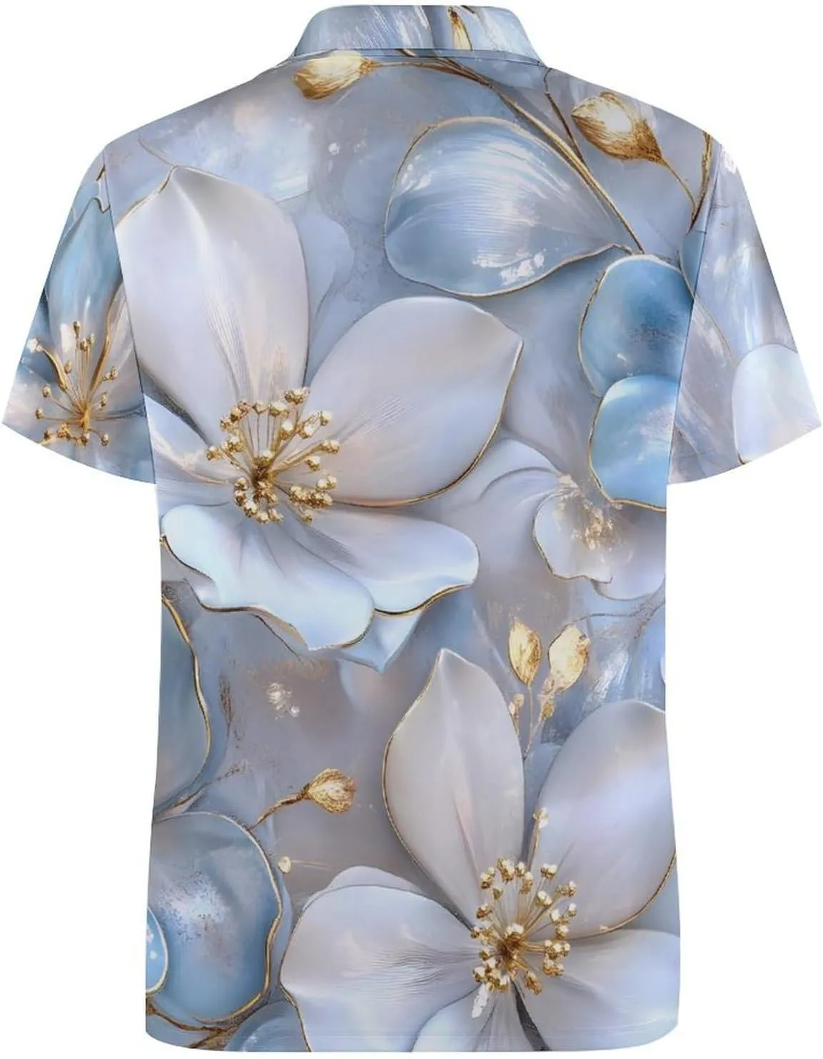 Flower Floral 3D Effect Mens Polo Shirts Quick Dry Short Sleeve T-shirts Slim Tennis Collared Tees Tops