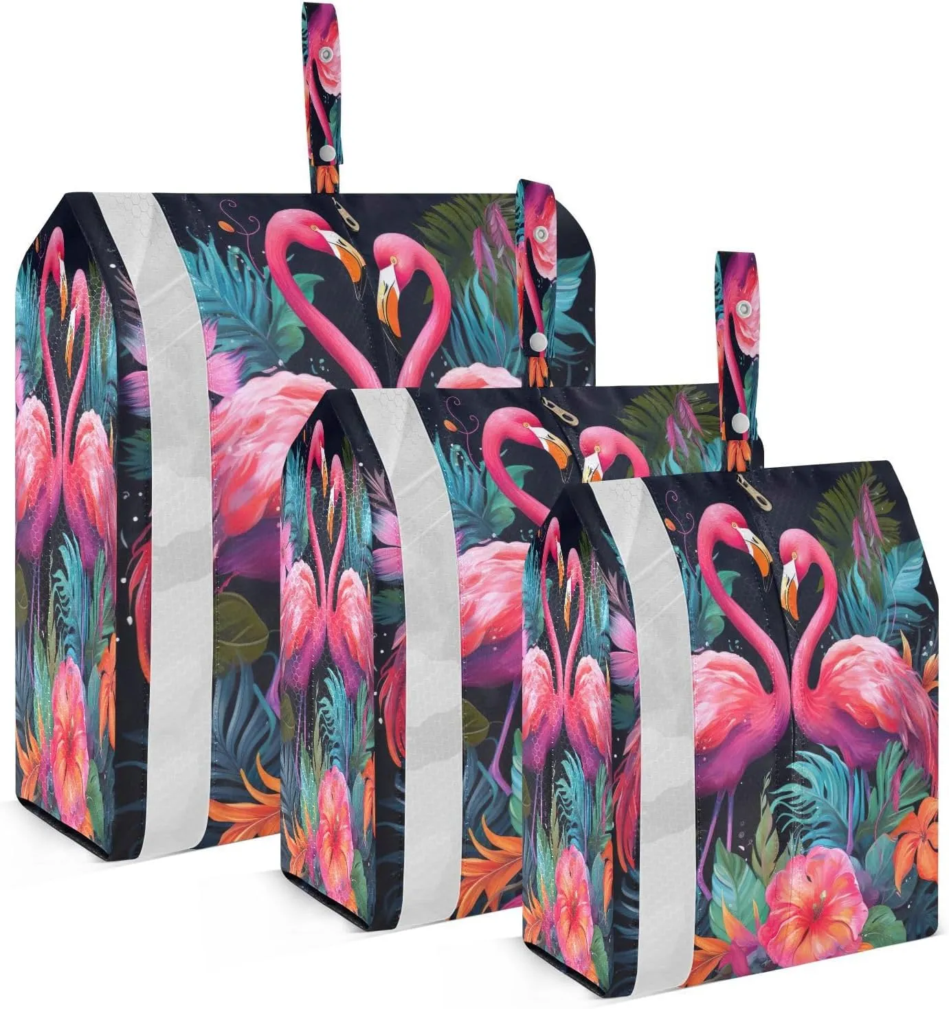 Flowers Flamingo Watercolor Packing Cubes for Travel 3 Set Large Packing Cubes Luggage Cubes for Easy Packing