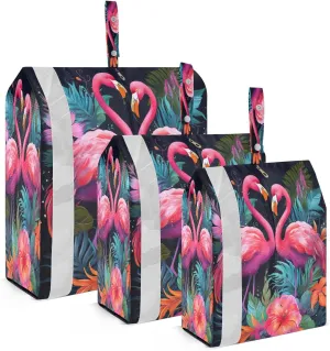 Flowers Flamingo Watercolor Packing Cubes for Travel 3 Set Large Packing Cubes Luggage Cubes for Easy Packing