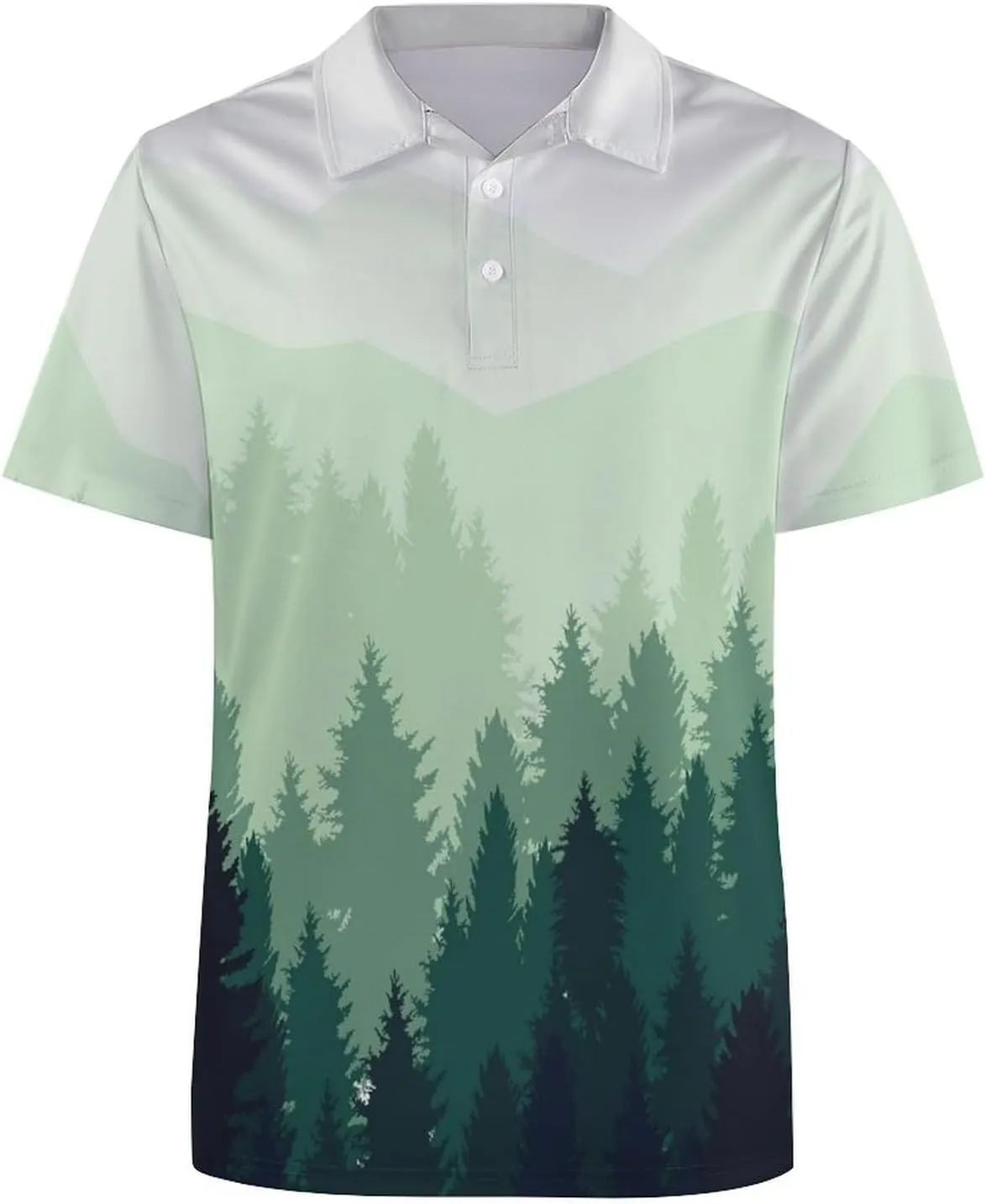Forest Landscape Mens Polo Shirts Quick Dry Short Sleeve T-shirts Slim Tennis Collared Tees Tops