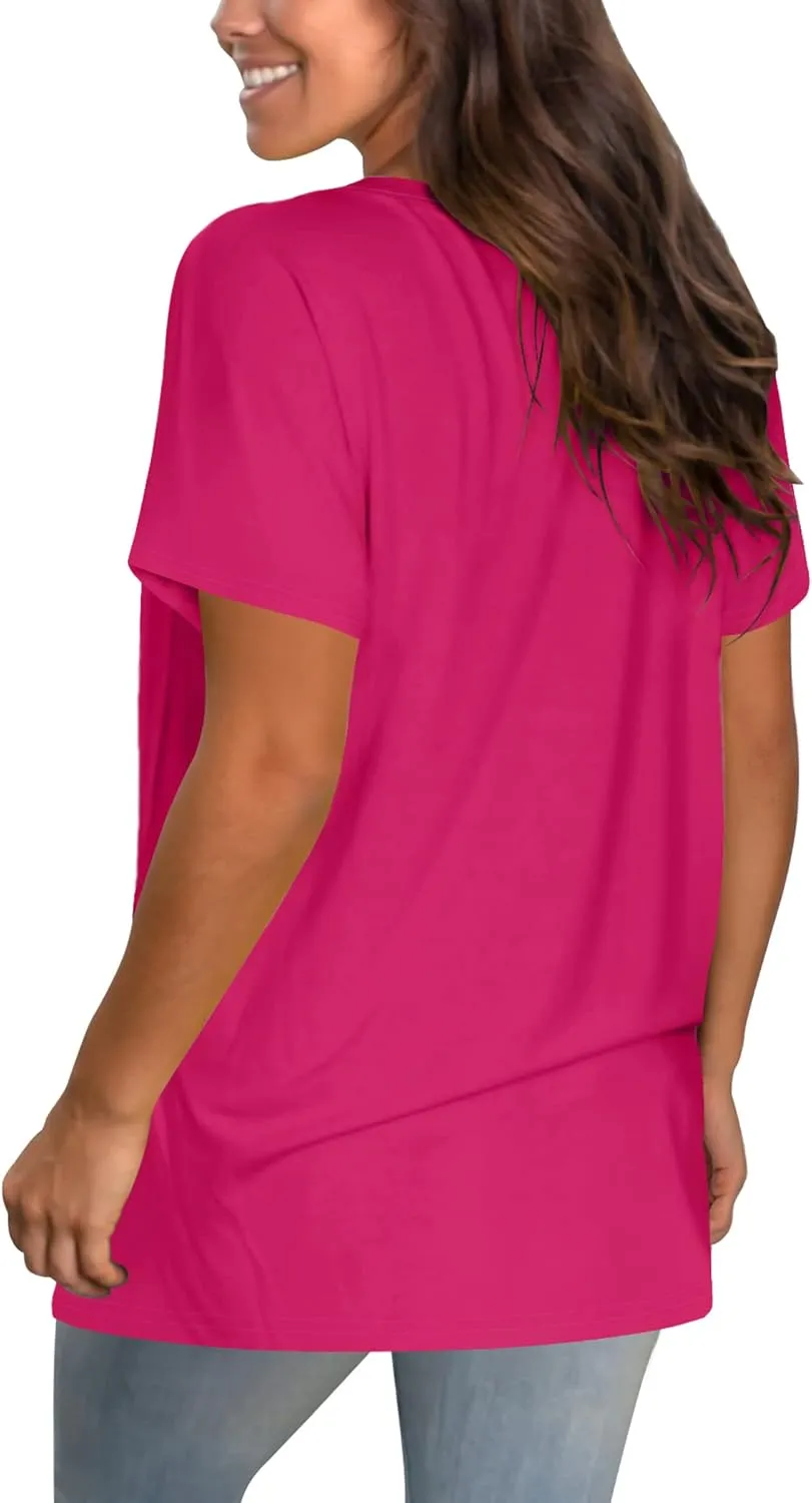Geifa Womens T Shirts Short Sleeve V Neck Casual Summer Tops Tshirts with Pocket