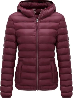 GGleaf Women's Hooded Packable Ultra Light Coat Warm Short Puffer Jacket