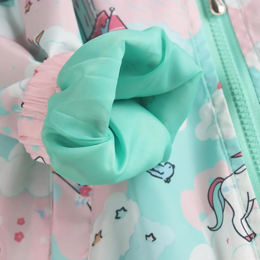 Girls Cartoon Unicorn Jackets Spring Zip Kids Hooded Flamingo Windbreaker for Toddler Pink Light Outwear