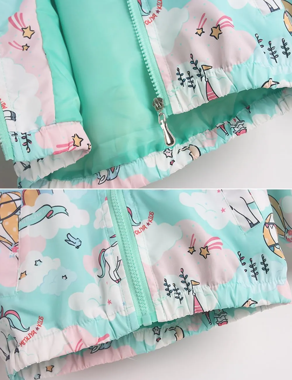 Girls Cartoon Unicorn Jackets Spring Zip Kids Hooded Flamingo Windbreaker for Toddler Pink Light Outwear