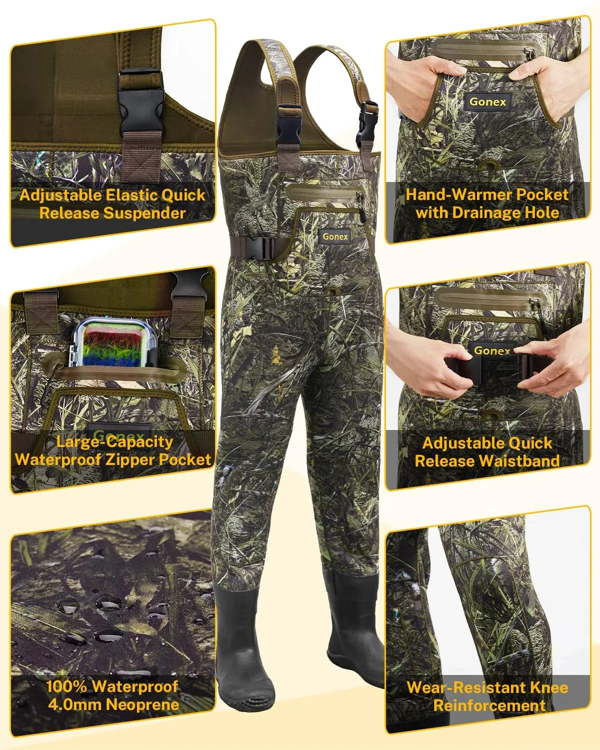 Gonex Neoprene Chest Waders with Boots for Kids