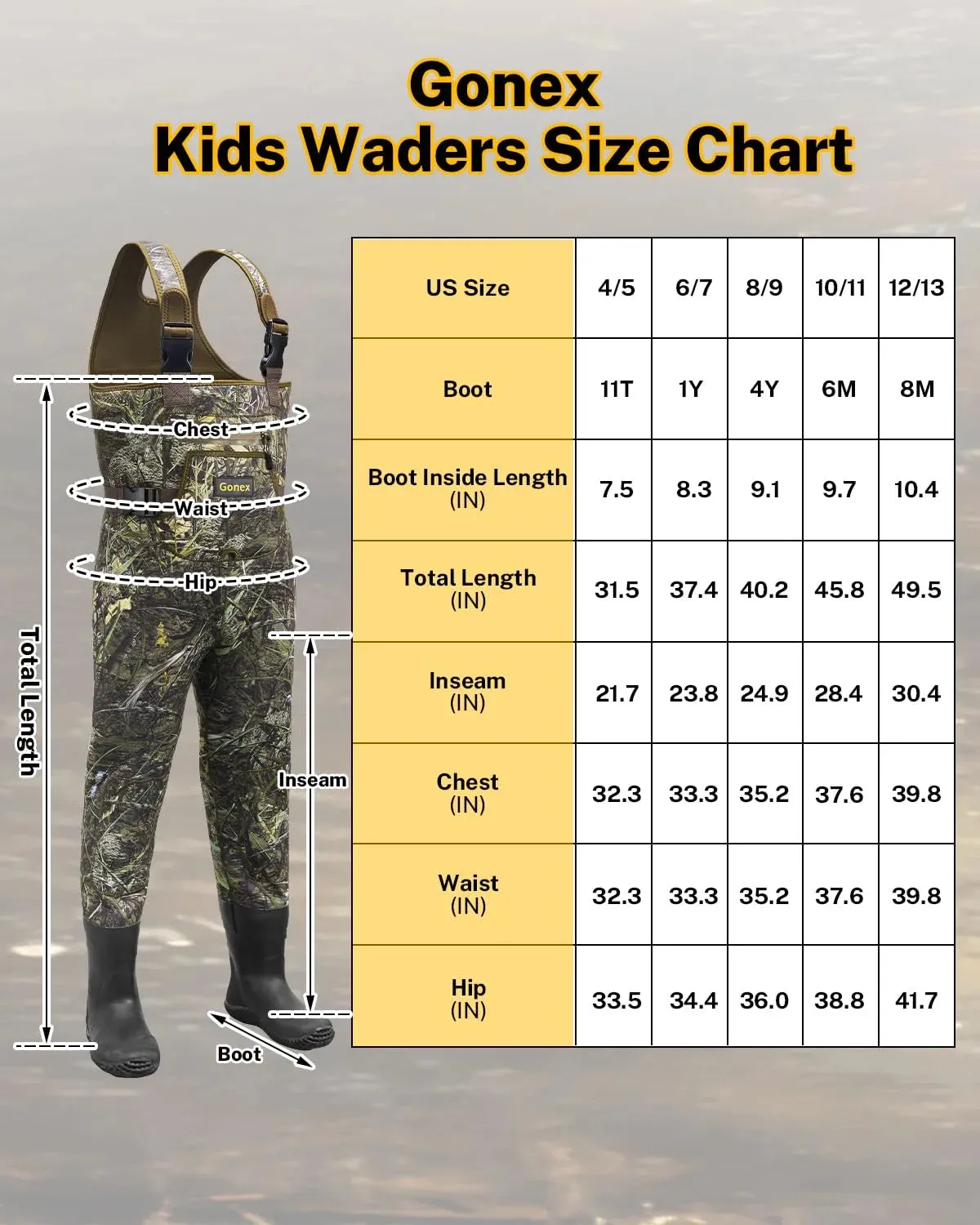 Gonex Neoprene Chest Waders with Boots for Kids