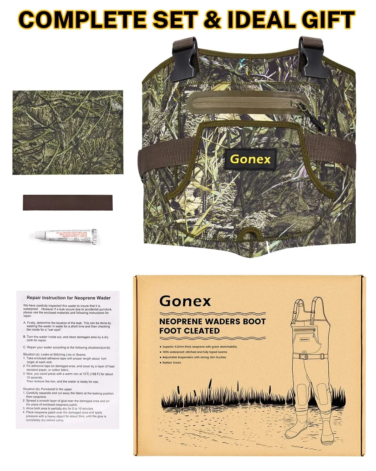 Gonex Neoprene Chest Waders with Boots for Kids