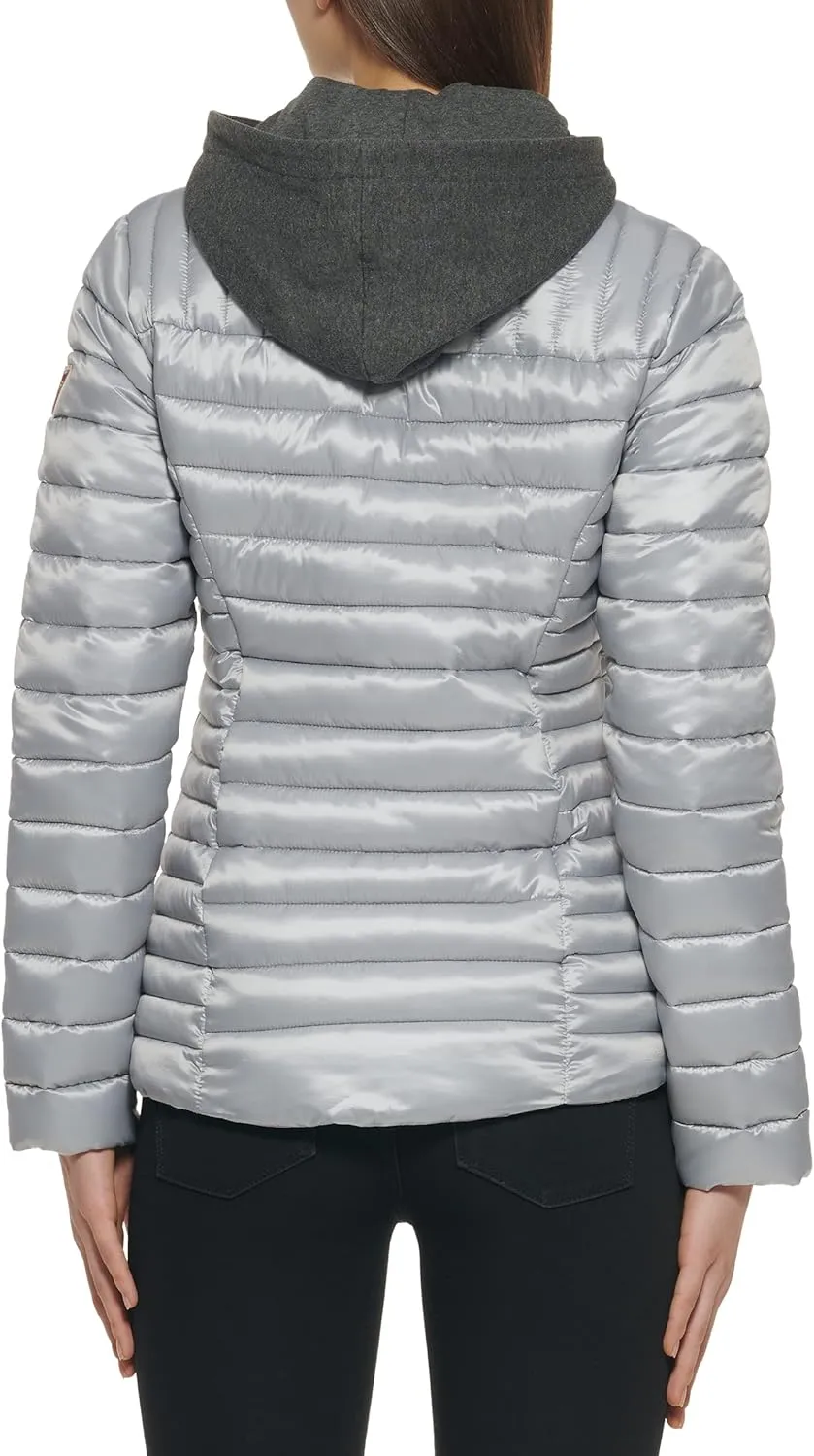 GUESS Women's Light Packable Jacket Quilted, Transitional Puffer