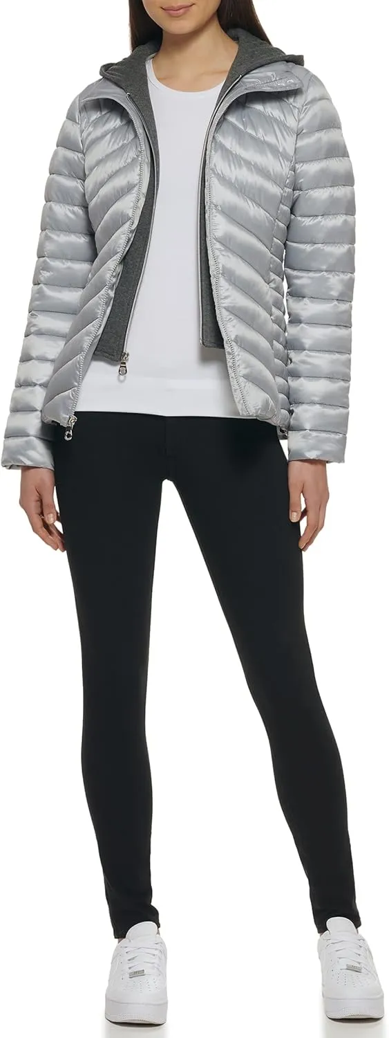 GUESS Women's Light Packable Jacket Quilted, Transitional Puffer