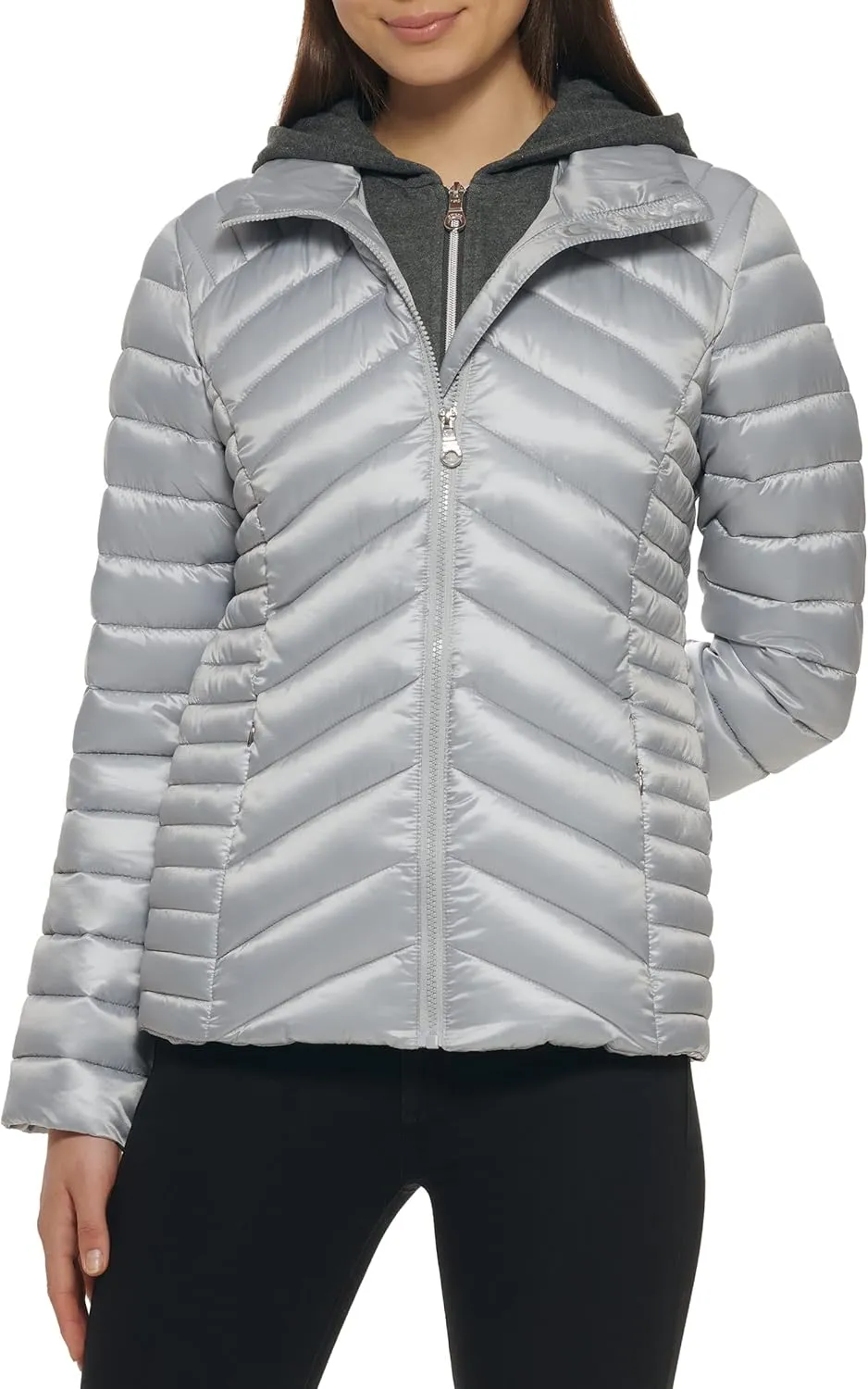 GUESS Women's Light Packable Jacket Quilted, Transitional Puffer