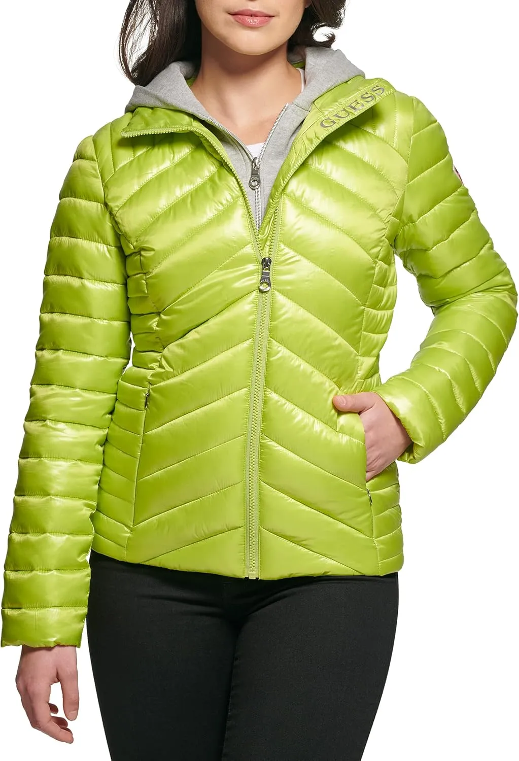 GUESS Women's Light Packable Jacket Quilted, Transitional Puffer