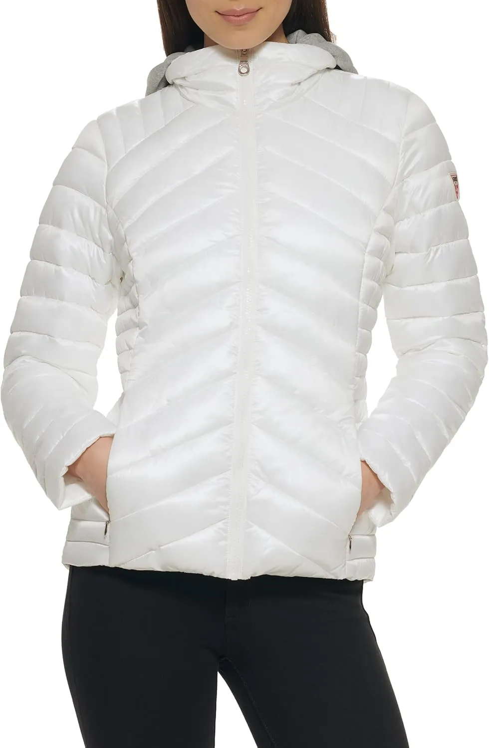 GUESS Women's Light Packable Jacket Quilted, Transitional Puffer