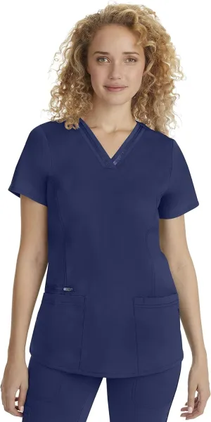 Healing Hands Scrub Top for Women with 3 Pockets and Easy Care, 2-Way Stretch Fabric 2278