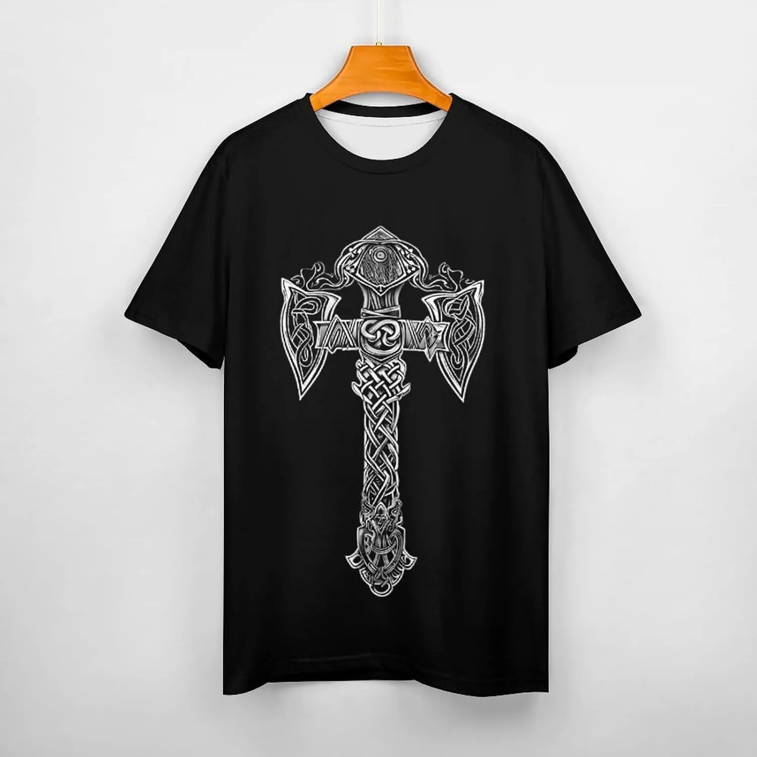 HOTYD Mens T-Shirts Jesus Cross Faith Vintage Oil Painting Casual T-Shirts Summer Short Sleeve Crew Neck Christian Tops
