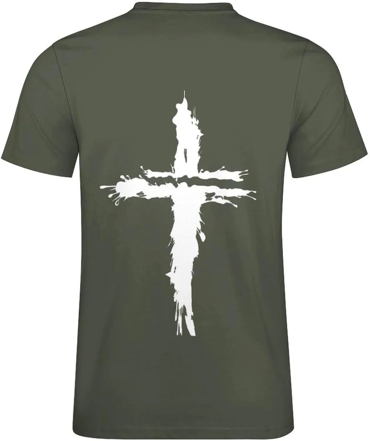 HOTYD Mens T-Shirts Jesus Cross Faith Vintage Oil Painting Casual T-Shirts Summer Short Sleeve Crew Neck Christian Tops