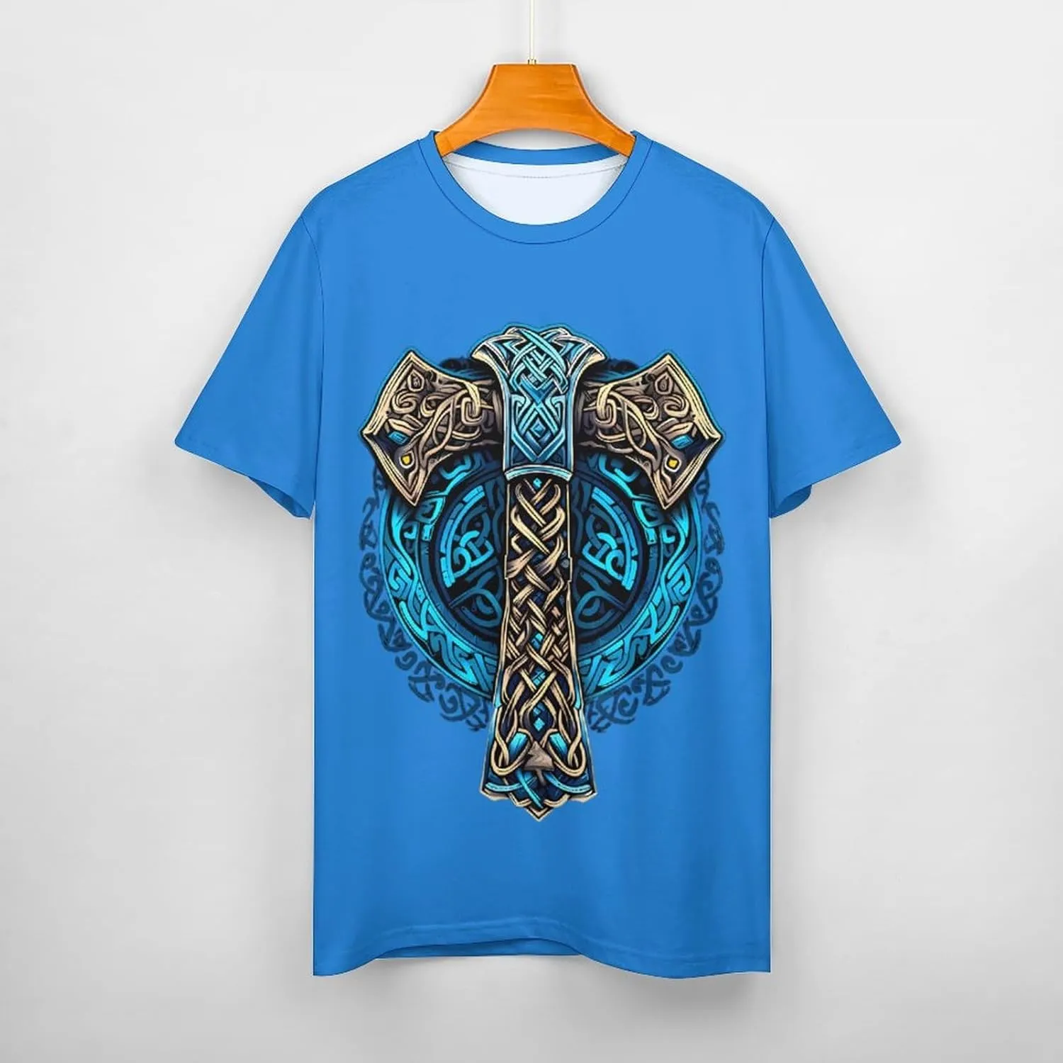 HOTYD Mens T-Shirts Jesus Cross Faith Vintage Oil Painting Casual T-Shirts Summer Short Sleeve Crew Neck Christian Tops
