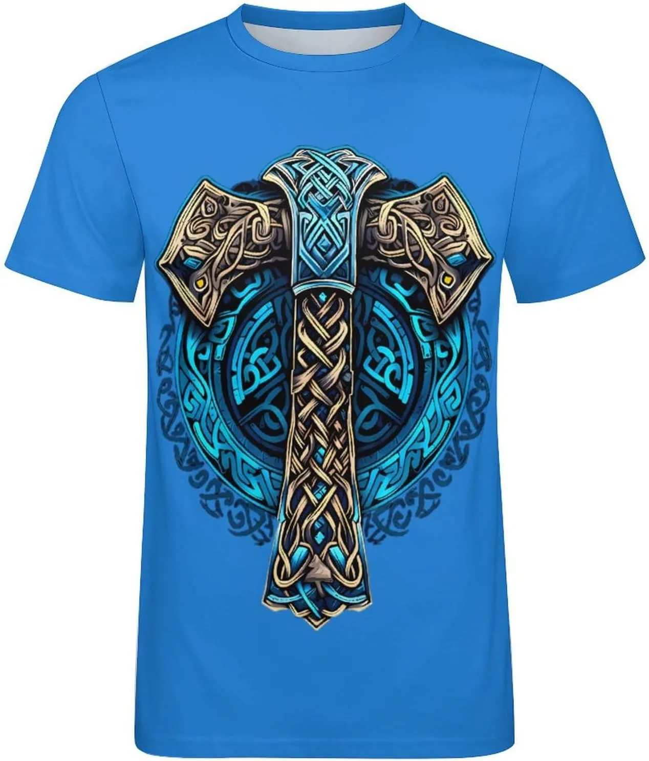 HOTYD Mens T-Shirts Jesus Cross Faith Vintage Oil Painting Casual T-Shirts Summer Short Sleeve Crew Neck Christian Tops