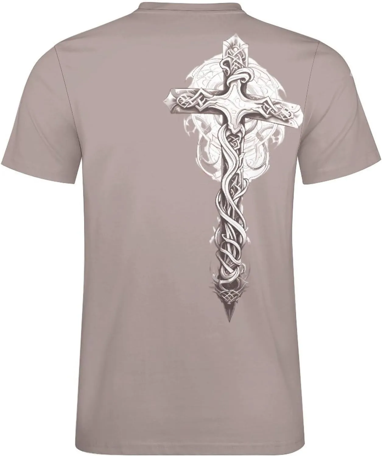 HOTYD Mens T-Shirts Jesus Cross Faith Vintage Oil Painting Casual T-Shirts Summer Short Sleeve Crew Neck Christian Tops