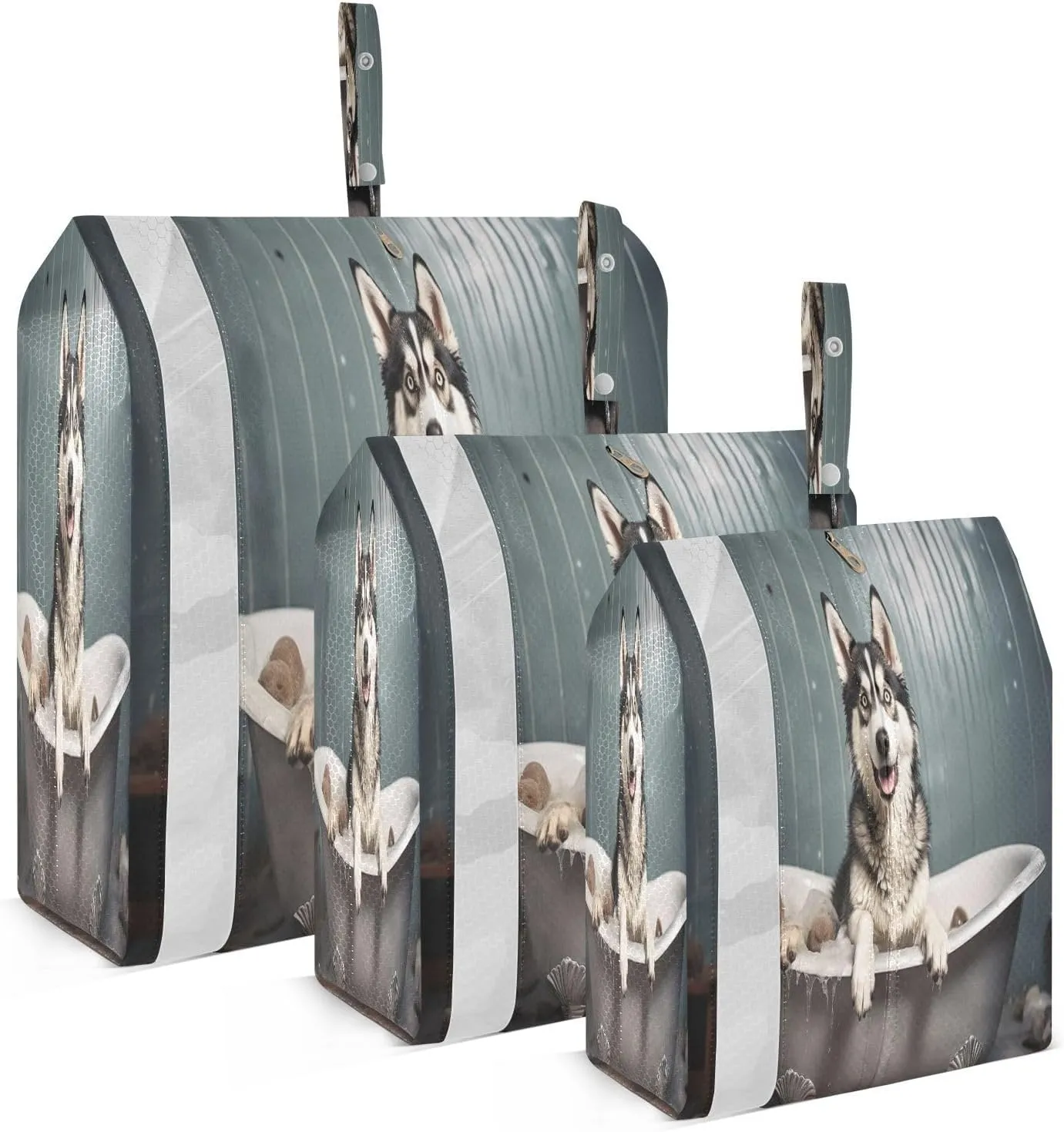Husky Dog White Bathtub Packing Cubes for Travel 3 Set Travel Organizer Bags Luggage Cubes for Easy Packing