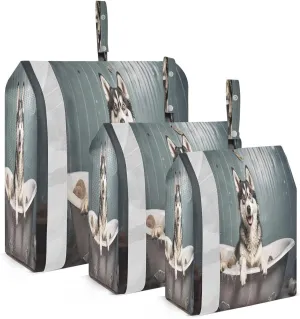 Husky Dog White Bathtub Packing Cubes for Travel 3 Set Travel Organizer Bags Luggage Cubes for Easy Packing