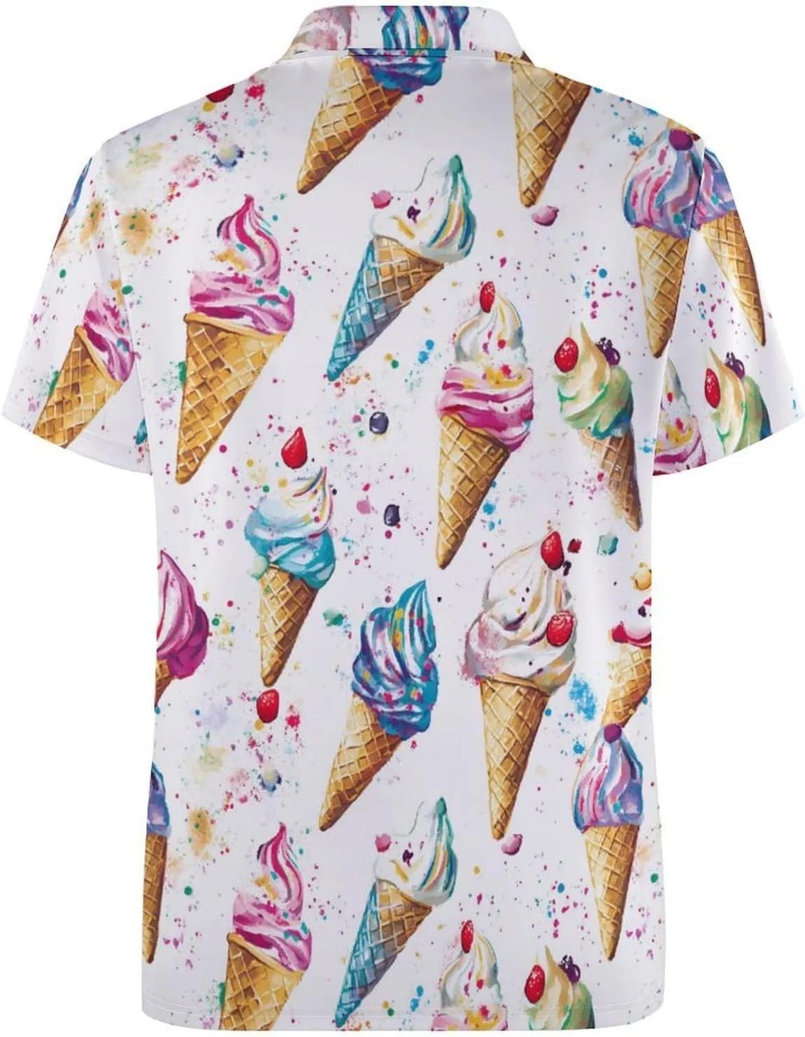 Ice Cream Cones Mens Polo Shirts Quick Dry Short Sleeve T-shirts Slim Tennis Collared Tees Tops