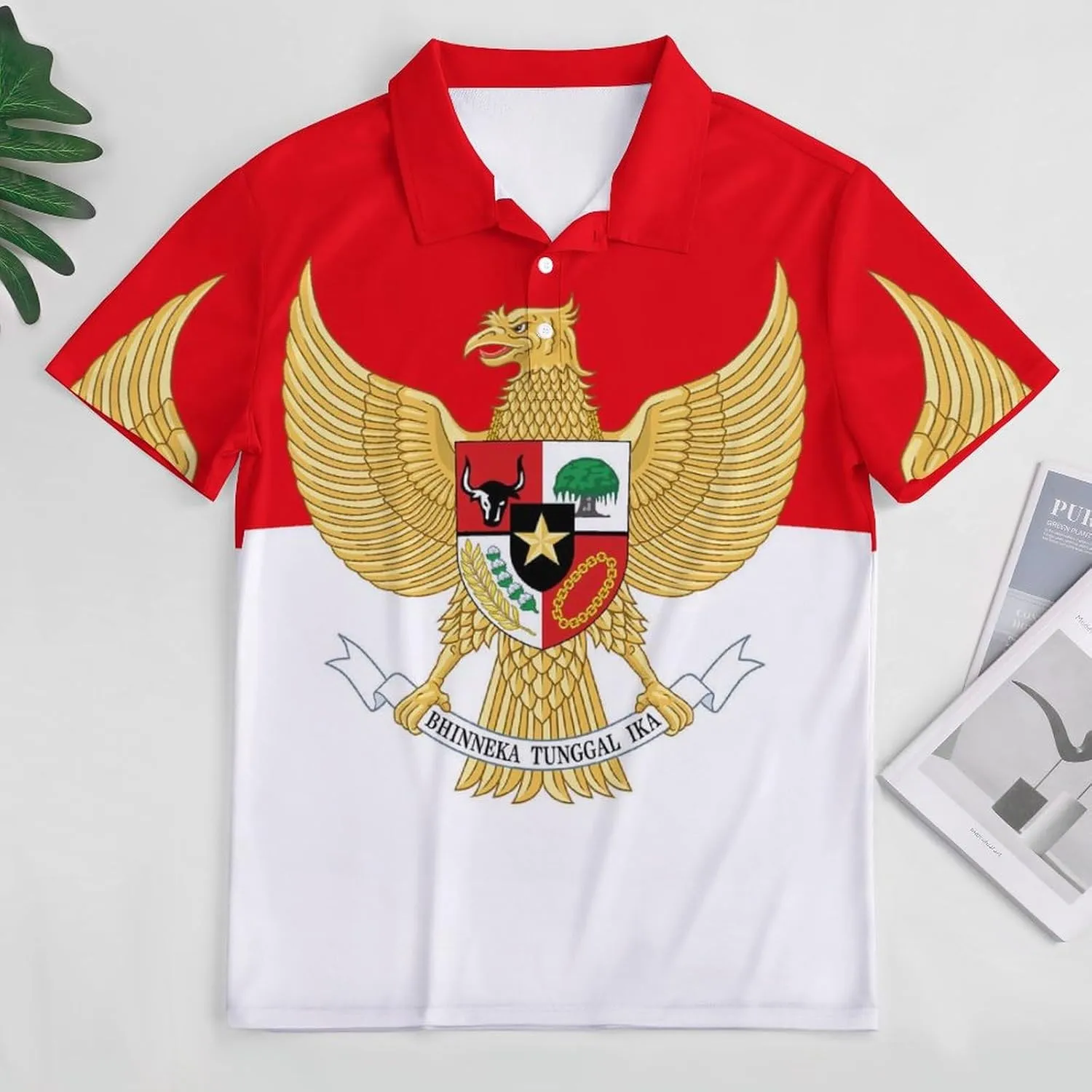 Indonesian Flag Indonesia Emblem Mens Polo Shirts Quick Dry Short Sleeve T-shirts Slim Tennis Collared Tees Tops