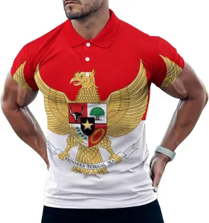 Indonesian Flag Indonesia Emblem Mens Polo Shirts Quick Dry Short Sleeve T-shirts Slim Tennis Collared Tees Tops