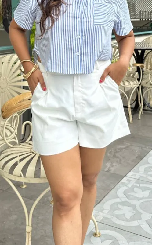 Ivory Pleated Shorts