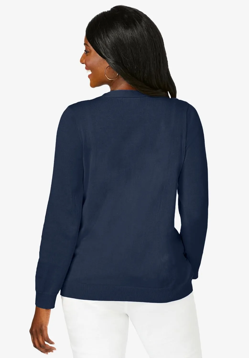 Jessica London Women's Plus Size Crochet Button-Front Cardigan