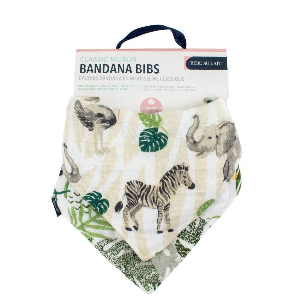 Jungle   Rainforest Classic Muslin Bandana Bib Set