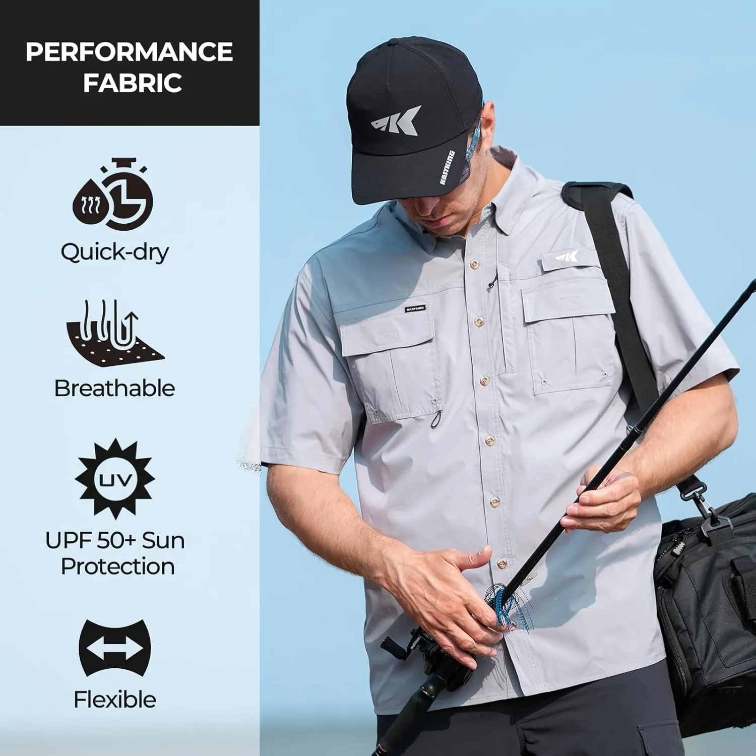 KastKing ReKon Men's Fishing Shirts, Well Made, Quick-Dry Short & Long Sleeve Hiking Beach Shirts, Sun Protection
