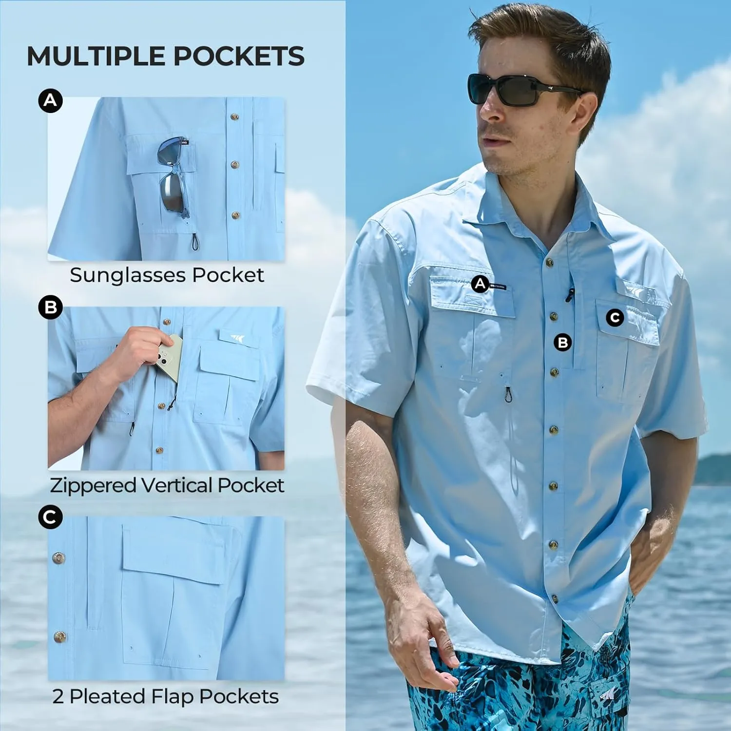 KastKing ReKon Men's Fishing Shirts, Well Made, Quick-Dry Short & Long Sleeve Hiking Beach Shirts, Sun Protection
