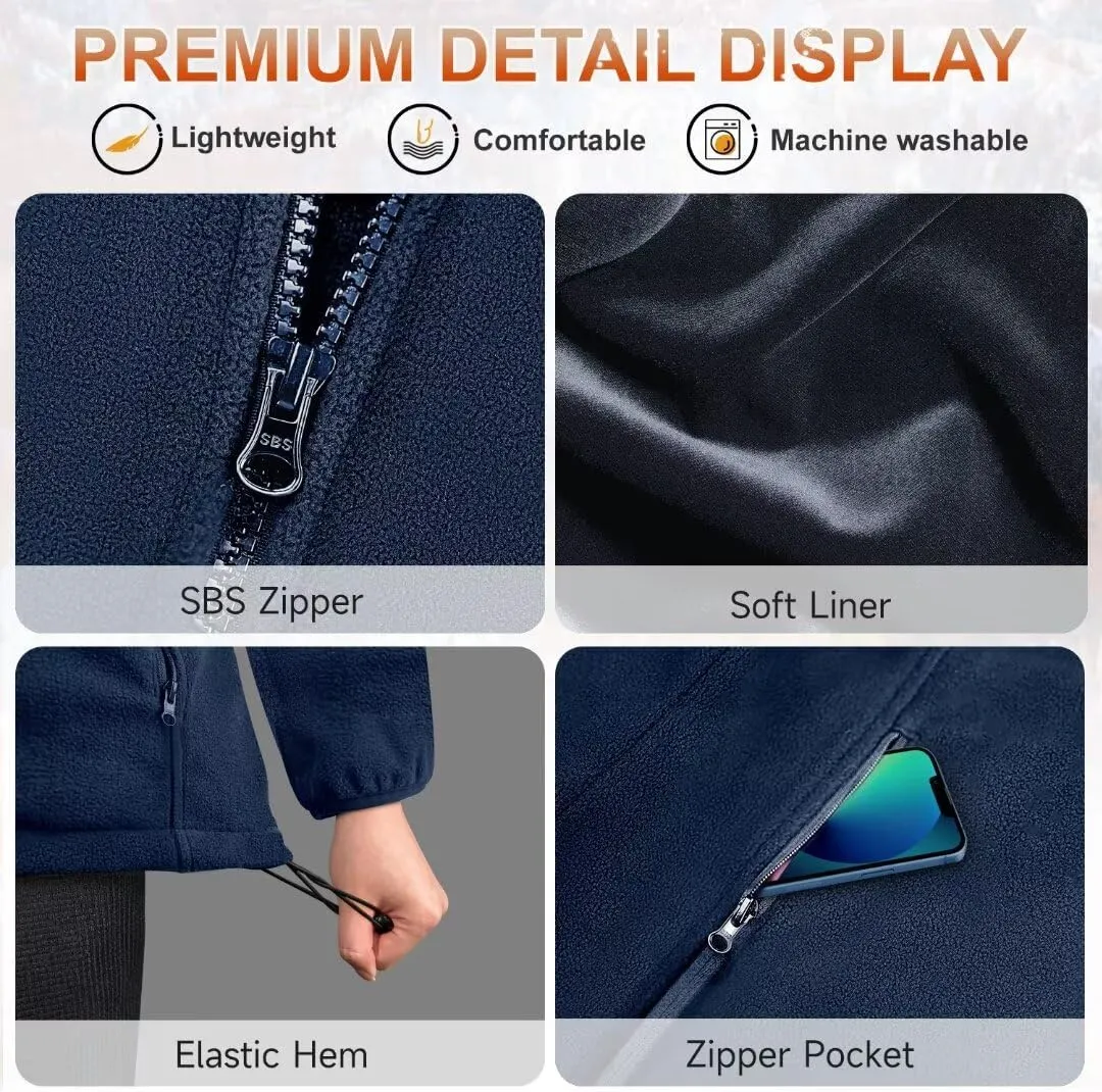 KOVNLO Heated Jackets for Women, Smart Controller with Light Out Design, Soft Fleece Electric Heating Coat with Battery Pack