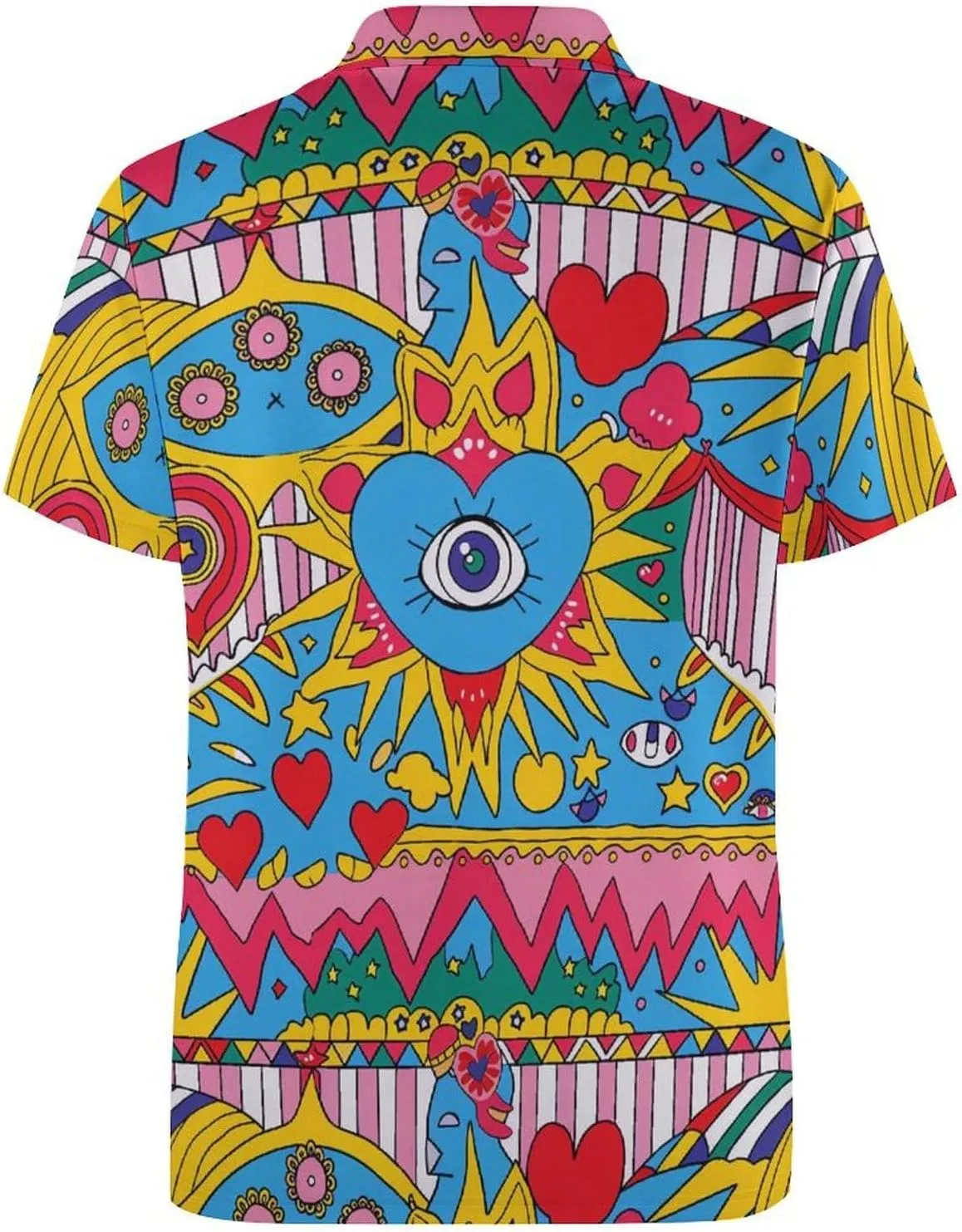 Love Eyes Graffiti Mens Polo Shirts Quick Dry Short Sleeve T-shirts Slim Tennis Collared Tees Tops