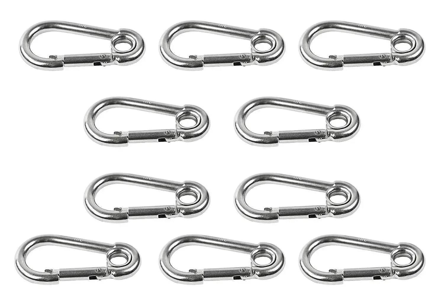 MARINE CITY 316 Stainless-Steel 2-3/8” Carabiners/Clip Snap Hook with Ring for Climbing, Fishing, Hiking